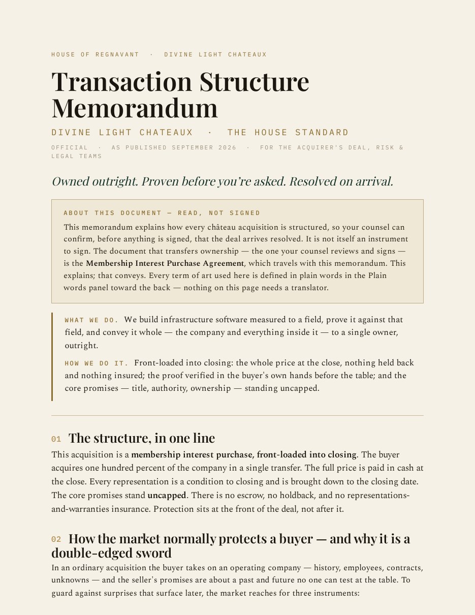 Transaction Structure Memorandum